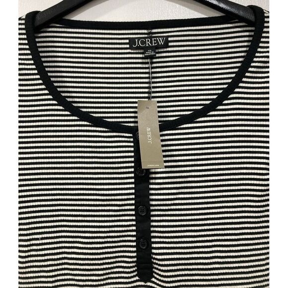 J. Crew Black White Striped Shirt 3/4 Sleeves Scoop Neck Size XS‎ NWT BT683 - Picture 2 of 9